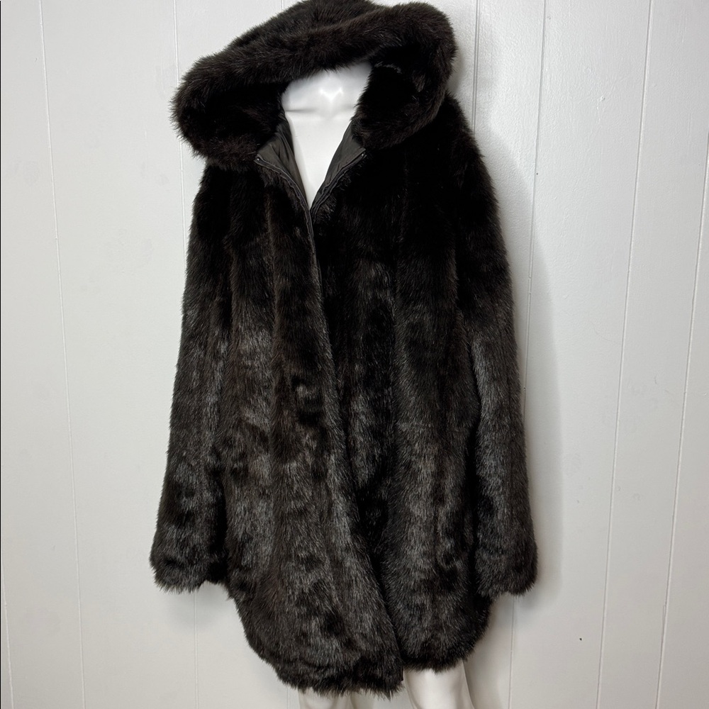 Roaman's Luxurious Faux Fur Coat - Dark Brown